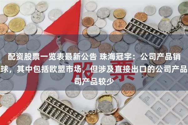 配资股票一览表最新公告 珠海冠宇：公司产品销往全球，其中包括欧盟市场，但涉及直接出口的公司产品较少