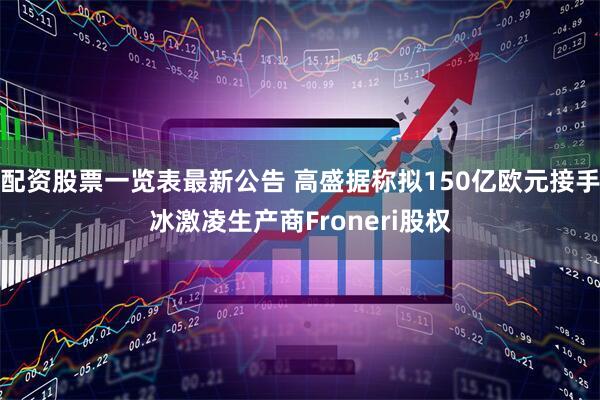 配资股票一览表最新公告 高盛据称拟150亿欧元接手冰激凌生产商Froneri股权