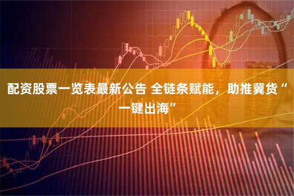 配资股票一览表最新公告 全链条赋能，助推冀货“一键出海”